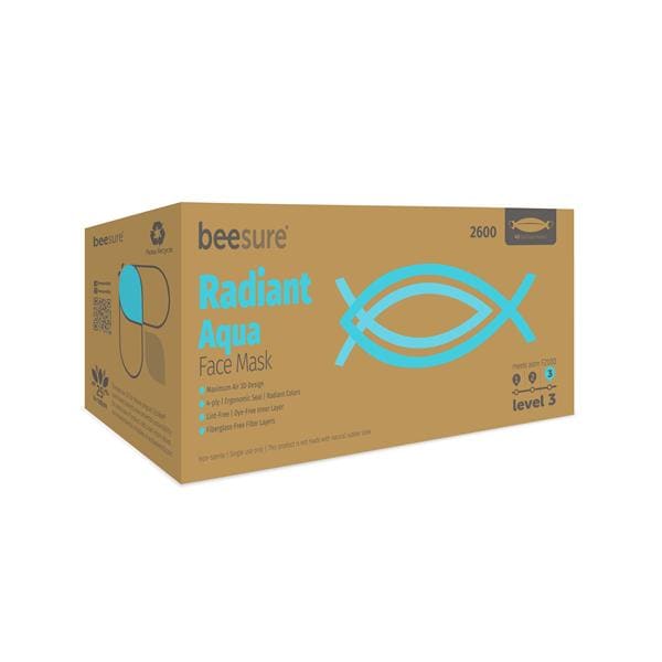 BeeSure Face Mask Face Mask ASTM Level 3 Aqua 40/Bx