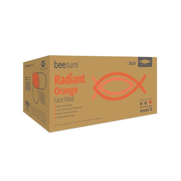 BeeSure Face Mask Face Mask ASTM Level 3 Orange 40/Bx