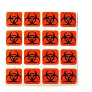 Biohazard Labels Autoclavable 1x1 16/Sheet 1 Sheet Ea