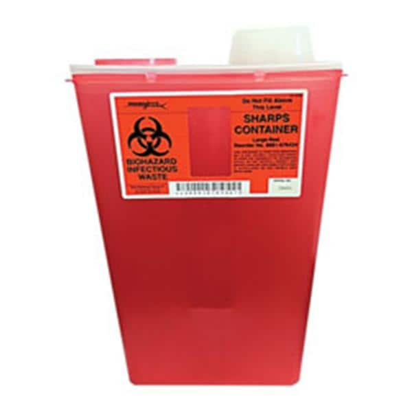 Container Sharps Monoject 14qt 1-Piece/Large Red/Clear Ea, 10 EA/CA