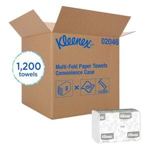 Kleenex Serviette Mains 9,2 po x 9,4 po Plis multiples Blanc 8 paquets/caisse