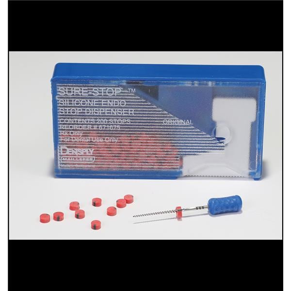 Sure-Stop Endo Stops Silicone Red With Dispenser 200/Pk