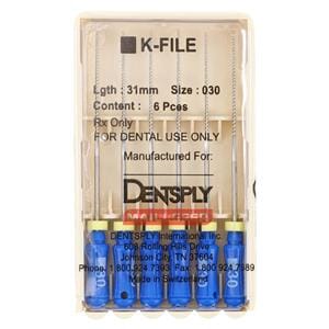 Hand K-File 31 mm Size 30 Stainless Steel Blue 6/Pk