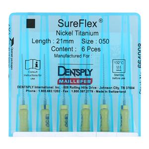 SureFlex Hand File 21 mm Size 50 Nickel Titanium Yellow 6/Pk