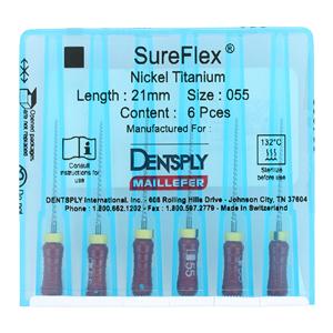 SureFlex Hand File 21 mm Size 55 Nickel Titanium Red 6/Pk