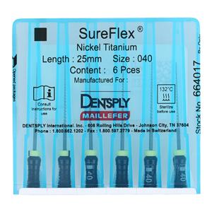 SureFlex Hand File 25 mm Size 40 Nickel Titanium Black 6/Pk