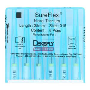 SureFlex Hand File 25 mm Size 15 Nickel Titanium White 6/Pk