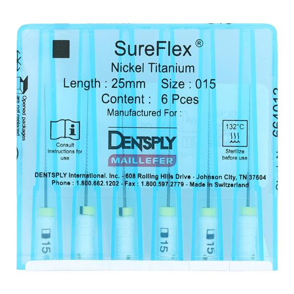 SureFlex Hand File 25 mm Size 15 Nickel Titanium White 6/Pk