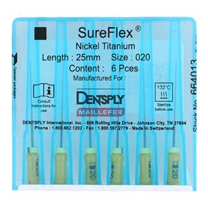 SureFlex Hand File 25 mm Size 20 Nickel Titanium Yellow 6/Pk