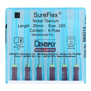 SureFlex Hand File 25 mm Size 25 Nickel Titanium Red 6/Pk