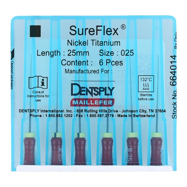 SureFlex Hand File 25 mm Size 25 Nickel Titanium Red 6/Pk