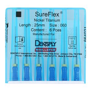 SureFlex Hand File 25 mm Size 60 Nickel Titanium Blue 6/Pk