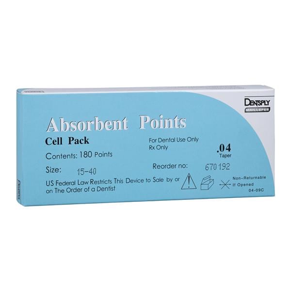 Absorbent Points Size 15-40 0.04 Assorted 180/Bx