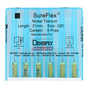 SureFlex Hand File 21 mm Size 20 Nickel Titanium Yellow 6/Pk