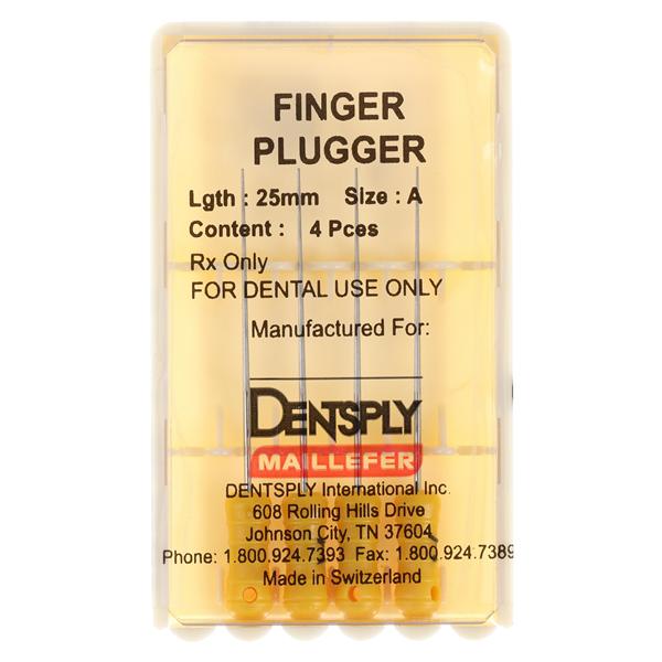 Finger Plugger 25 mm Size 20 A Yellow Conical 4/Pk