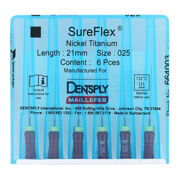 SureFlex Hand File 21 mm Size 25 Nickel Titanium Red 6/Pk