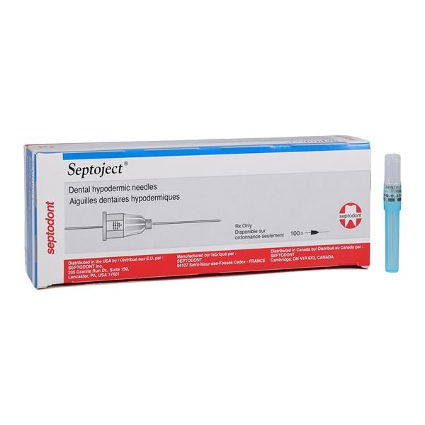 Septoject Aiguille Embase en plastique Cal. 30 Court Bleu 100/boîte