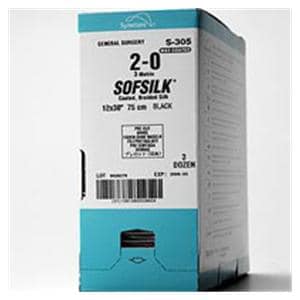 Sofsilk Suture 3-0 Silk C-14 Black 18" Braid 12/Bx