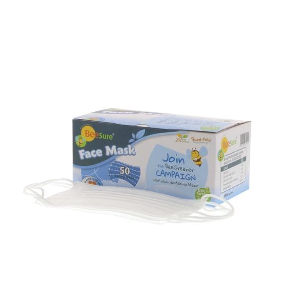 BeeSure Masque Bande auriculaire ASTM niveau 2 Blanc Sans latex 50/boîte