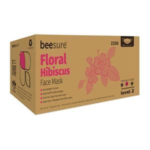 BeeSure Floral Design Earloop Face Mask ASTM Level 3 Hibiscus 50/Bx