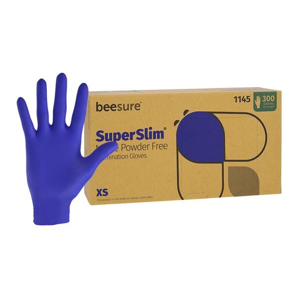 BeeSure SuperSlim Exam Gloves X-Small Midnight Blue Non-Sterile