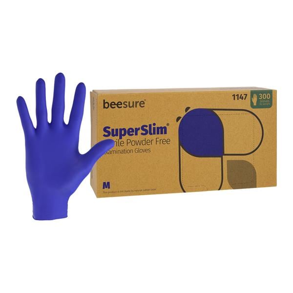 BeeSure SuperSlim Exam Gloves Medium Midnight Blue Non-Sterile