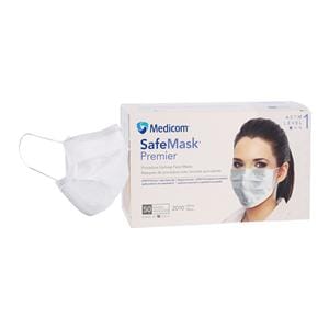 SafeMask Premier Earloop Face Mask ASTM Level 1 White 50/Bx, 10 BX/CA