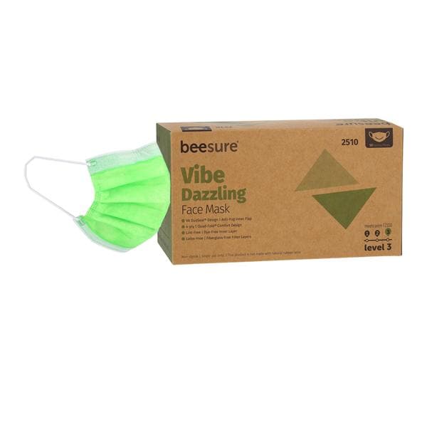 BeeSure Vibe Earloop Face Mask ASTM Level 3 Green 50/Bx