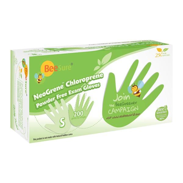 BeeSure NeoGrene Exam Gloves Small Green Non-Sterile