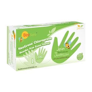 BeeSure NeoGrene Exam Gloves Large Green Non-Sterile