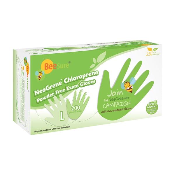 BeeSure NeoGrene Exam Gloves Large Green Non-Sterile