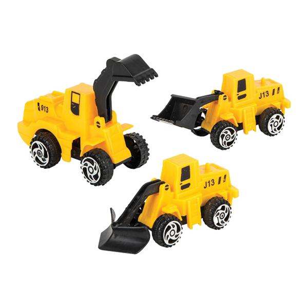 Toys Pull Back Trucks Construction Vehicles Yellow / Black Plastic 24/Pk