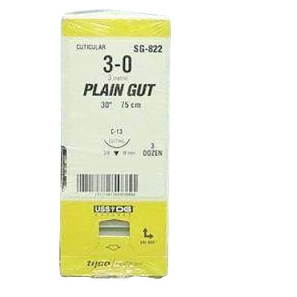 Surgigut Suture 3-0 Plain Gut C-13 Undyed 30" Monofilament Ca