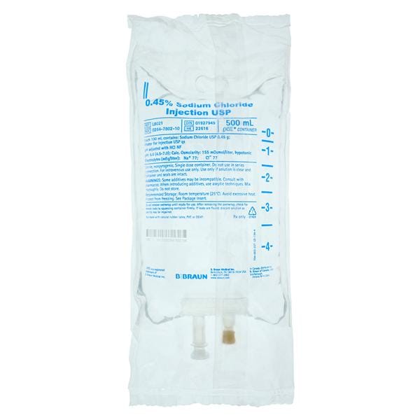 IV Injection Solution Sod Cl.45% 500 Non-DEHP/Non-PVC Strl Xcl IV Bg Cntnr 24/Ca