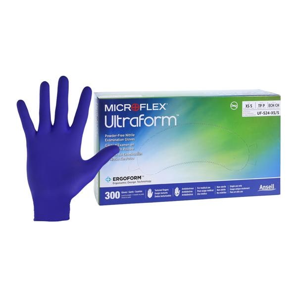 Ultraform Exam Gloves X-Small / Small Blue Non-Sterile