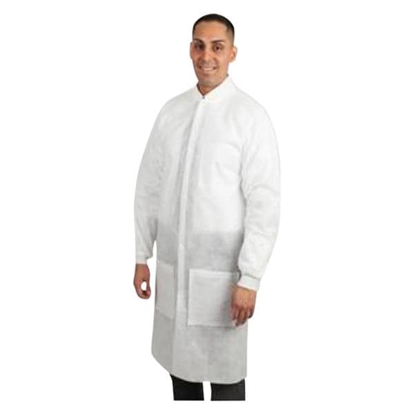 Maxi-Gard Protective Lab Coat SMS Medium White 10/Pk, 5 PK/CA