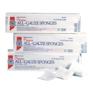 Henry Schein Premium 100% Cotton Premium Gauze 2x2" 4 Ply Non-Sterile LF, 40 PK/CA