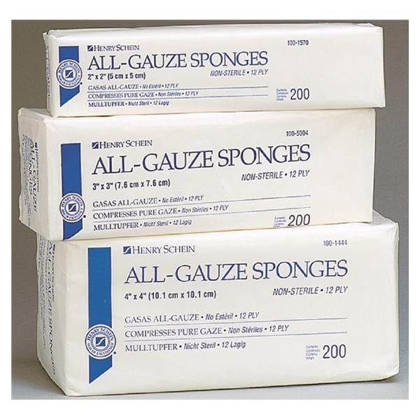 100% Cotton Sponge Gauze 4x4" 12 Ply Non-Sterile LF