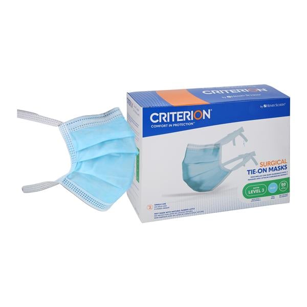 Criterion Tie On Face Mask ASTM Level 3 Blue Adult 50/Bx