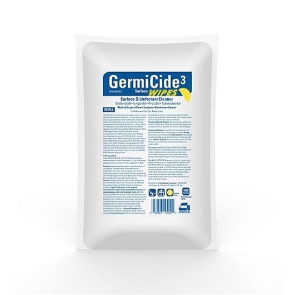 Germicide 3 Wipes Disinfectant Lemon 160/Pk