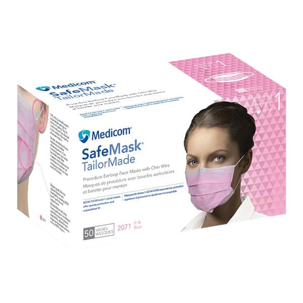 Safe+Mask TailorMade Masque Bande auriculaire Rose Jetable Sans latex 50/boîte