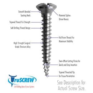 truSCREW Bone Screw 3 mm Head 12 mm 2 mm 5/Pk