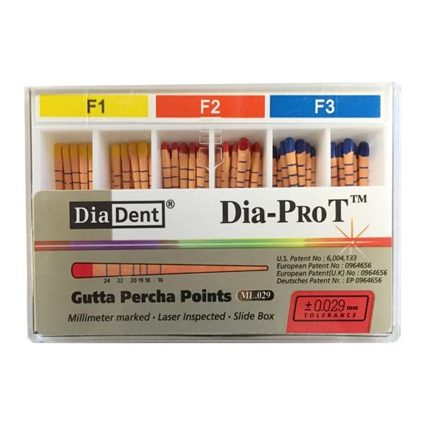 Dia-Pro T Hand Rolled Gutta Percha Points With Millimeter Markings 60/Bx