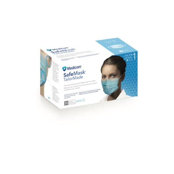 Safe+Mask TailorMade Masque Bande auriculaire Bleu Jetable Sans latex 50/boîte