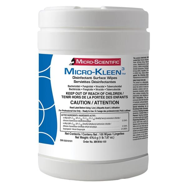 Micro-Kleen3 Disinfectant Wipes Canister 100/Cn