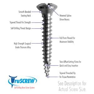 truSCREW Bone Screw 3 mm Head 10.5 mm 2 mm 5/Pk