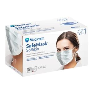 SafeMask Sofskin Earloop Face Mask ASTM Level 1 White 50/Bx