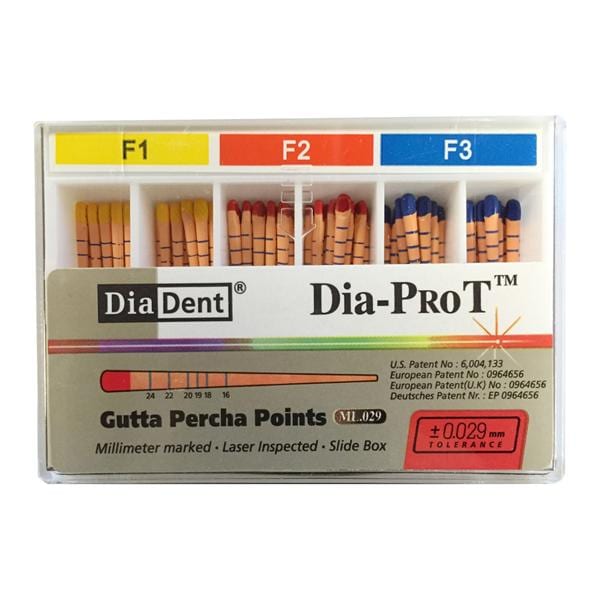 Dia-Pro T Hand Rolled Gutta Percha Points With Millimeter Markings 60/Bx