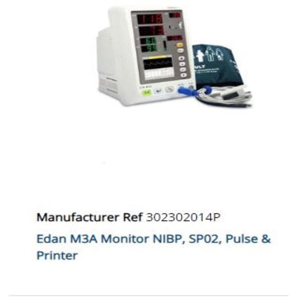 Edan M3A Vital Signs Monitor NIBP/SpO2 Ea