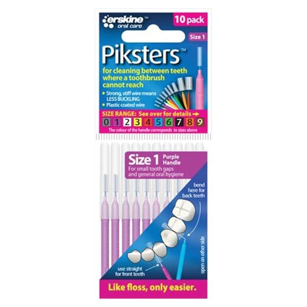 Piksters Interdental Brush Size 1 Purple 10Pk/Bx